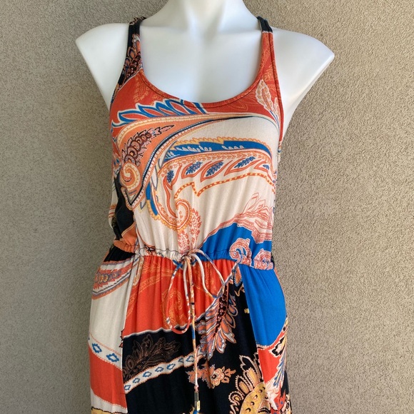 Drawstring Waist Double Front Slit Sleeveless Maxi - Picture 5 of 7